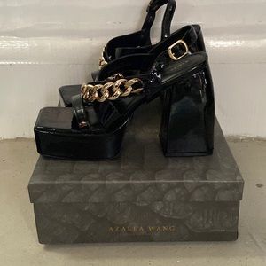 Azalea Wang “NOT GOING HOME CHUNKY SANDAL” in size 10, color black.